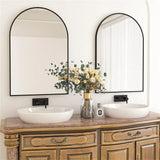 Arched Black Metal Wall Mirror – Modern Decorative Accent for Bathroom, Entryway & Living Room (8-Inch)