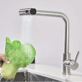 SteelFlex Gun Gray Pull-Out Kitchen Faucet – 6 Spray Functions | 360° Rotation | Warm & Cold | 304 Stainless Steel