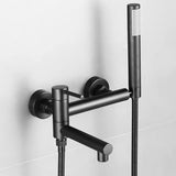 Wall Mounted Bathtub Faucet with Swivel Spout and Hand Shower – Durable Stainless Steel Hot and Cold Mixer