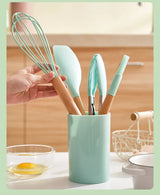 ChefEase – 12-Piece Silicone Kitchen Utensil Set with Wooden Handles