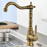 RegalFlow 360° Antique Gold Faucet – Rotating Basin Mixer for Hot & Cold Water