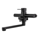 AquaFlex Wall-Mount Kitchen Faucet with Side Sprayer – 360° Swivel, Brushed Stainless Steel