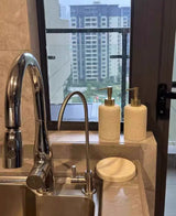 Travella Travertine Bathroom Set – Luxury Stone Soap Dispenser & Bathroom Organizer