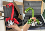 AUREVO Dual-Handle Washbasin Faucet – Luxury Rotatable Brass Mixer (Red/Green, Chrome Finish)