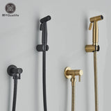AquaClean Black Bidet Faucet – Stainless Steel Wall-Mounted WC Shower Sprayer (Shattaf Set)