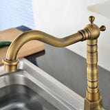 RegalFlow 360° Antique Gold Faucet – Rotating Basin Mixer for Hot & Cold Water