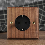 RetroLux Black Walnut Toggle Wall Switch – 1–4 Gang with Brass Lever & Optional USB