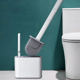 FlexiClean Silicone Toilet Brush Set – Flat Head, Flexible & Hygienic | Wall-Mount for Bathroom & Toilet