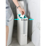 SlimPure 3-in-1 Ultra-Slim Trash Can – 4.4” Narrow Bathroom Waste Bin with Lid