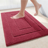 Velveteen Microfiber Bathroom Mat Double Frame Premium – Non Slip Absorbent Rug | Soft Comfort | Quick Dry Floor Mat