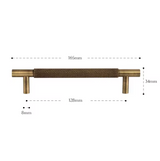 Nurlin Solid Antique Brass Cabinet Handle – Diamond-Cut Cross Knurl T-Bar Handle, Retro & Industrial Design (320mm / 12.6″)