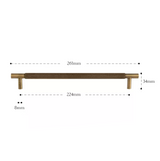 Nurlin Solid Antique Brass Cabinet Handle – Diamond-Cut Cross Knurl T-Bar Handle, Retro & Industrial Design (320mm / 12.6″)