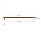 Nurlin Solid Antique Brass Cabinet Handle – Diamond-Cut Cross Knurl T-Bar Handle, Retro & Industrial Design (320mm / 12.6″)