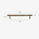 Nurlin Solid Antique Brass Cabinet Handle – Diamond-Cut Cross Knurl T-Bar Handle, Retro & Industrial Design (320mm / 12.6″)