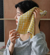 HoundLuxe Vintage Houndstooth Cotton Face Towel – Skin-Friendly, Absorbent & Elegant