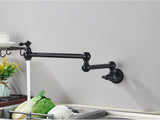 Brushed Gold Wall Mount Kitchen Faucet Premium – Single Cold Water Tap | 360° Swivel Spout | Space Saving Design