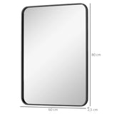 Modern Black Metal Frame Bathroom Wall Mirror – 24 x 32 Inches, Vertical or Horizontal Mount