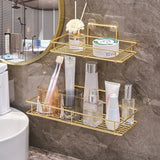 LuxSip Wall-Mounted Cup Holder – Black & Gold | Drill-Free Bathroom Organizer