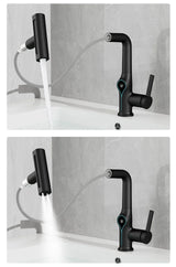 Digital Temperature Display Waterfall Bathroom Sink Faucet with Adjustable Spout Mixer