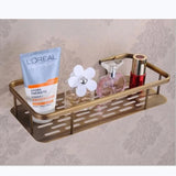 BronzeRoyal Antique Wall Shelf – Solid Brass Soap & Shampoo Basket | Vintage Corner Rack