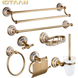 RoyalRetro Antique Brass Bathroom Accessory Set with Ceramic – 5-Piece Vintage Bathroom Collection