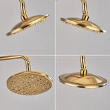 POIQIHY Rainfall Shower Head Antique Brass Gold – Round Fixed Showerhead | Wall Mounted | Spa-Like Water Flow