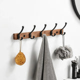 SARIHOSY Black Wooden Wall Rack Modern Wall Hooks for Bathroom, Kitchen, Bedroom & Hallway