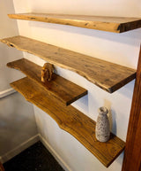 TimberEdge Solid Wood Floating Shelf – Rustic Live Edge Wall Board with Mounting Kit