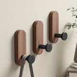 NordicWood Wall Hooks – Walnut Wood, Self-Adhesive & Multifunctional (2 or 5 Pieces)
