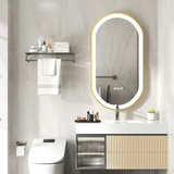 Luvodi Luxury Oval LED Bathroom Mirror – Gold Aluminum Frame with Anti-Fog Function (32×20 in)