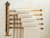 Aurora Brushed Gold Towel Bar – Foldable Aluminum, <20 Inches, Antique Engraved