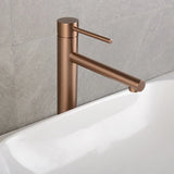 AUREVO Rose Gold Bathroom Faucet – Tall Single-Handle Basin Mixer with Hot & Cold Water