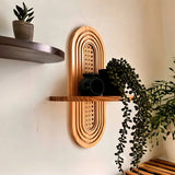 BohemiaCraft Handmade Rattan Wall Shelf – Boho Wooden Decor & Practical Organizer