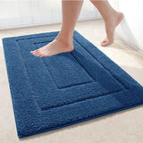 Velveteen Microfiber Bathroom Mat Double Frame Premium – Non Slip Absorbent Rug | Soft Comfort | Quick Dry Floor Mat