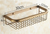 BronzeRoyal Antique Wall Shelf – Solid Brass Soap & Shampoo Basket | Vintage Corner Rack