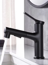 Pull-Out Bathroom Sink Faucet with Oral Rinse Function and Hot Cold Mixer