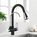 Black Kitchen Faucet with Filtered Water System, Pull-Out Sprayer and 360° Rotation