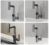 Digital Temperature Display Waterfall Bathroom Sink Faucet with Adjustable Spout Mixer