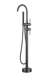 AITANA Luxury Floor-Mounted Faucet – Black Brass Bathroom Faucet, Dual Handle, Hot & Cold, 2 Functions