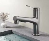 Pull-Out Bathroom Sink Faucet with Oral Rinse Function and Hot Cold Mixer