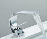 Sleek Waterfall Bathroom Faucet with Single Handle – Modern Brass Basin Mixer for Hot and Cold Water