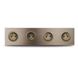 EU Wall Power Outlet Brushed Brown Aluminum – Schuko Socket with USB & RJ45 Port | 16A 250V | Flush Mount Modern Plate