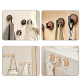 Nurlin Walnut Wood Wall Hook – Black Coat Hook for Keys, Jackets, Towels & Bathroom | No Drilling Required