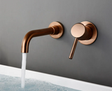 Elegant Wall-Mounted Rose Gold Brass Bathroom Faucet with Concealed Design