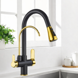 Black Kitchen Faucet with Filtered Water System, Pull-Out Sprayer and 360° Rotation