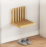 Ultra-Narrow Folding Wall Bench – Drill-Free Solid Bamboo Entryway Stool | Space-Saving Nordic Design