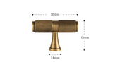 Nurlin Solid Antique Brass Cabinet Handle – Diamond-Cut Cross Knurl T-Bar Handle, Retro & Industrial Design (320mm / 12.6″)