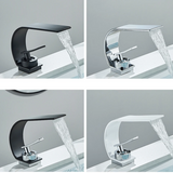 Sleek Waterfall Bathroom Faucet with Single Handle – Modern Brass Basin Mixer for Hot and Cold Water