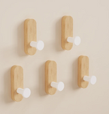 NordicWood Wall Hooks – Walnut Wood, Self-Adhesive & Multifunctional (2 or 5 Pieces)