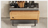 ChefSpace Wall-Mounted Knife Holder with Cutting Board Storage – Stainless Steel | Space-Saving Kitchen Organizer